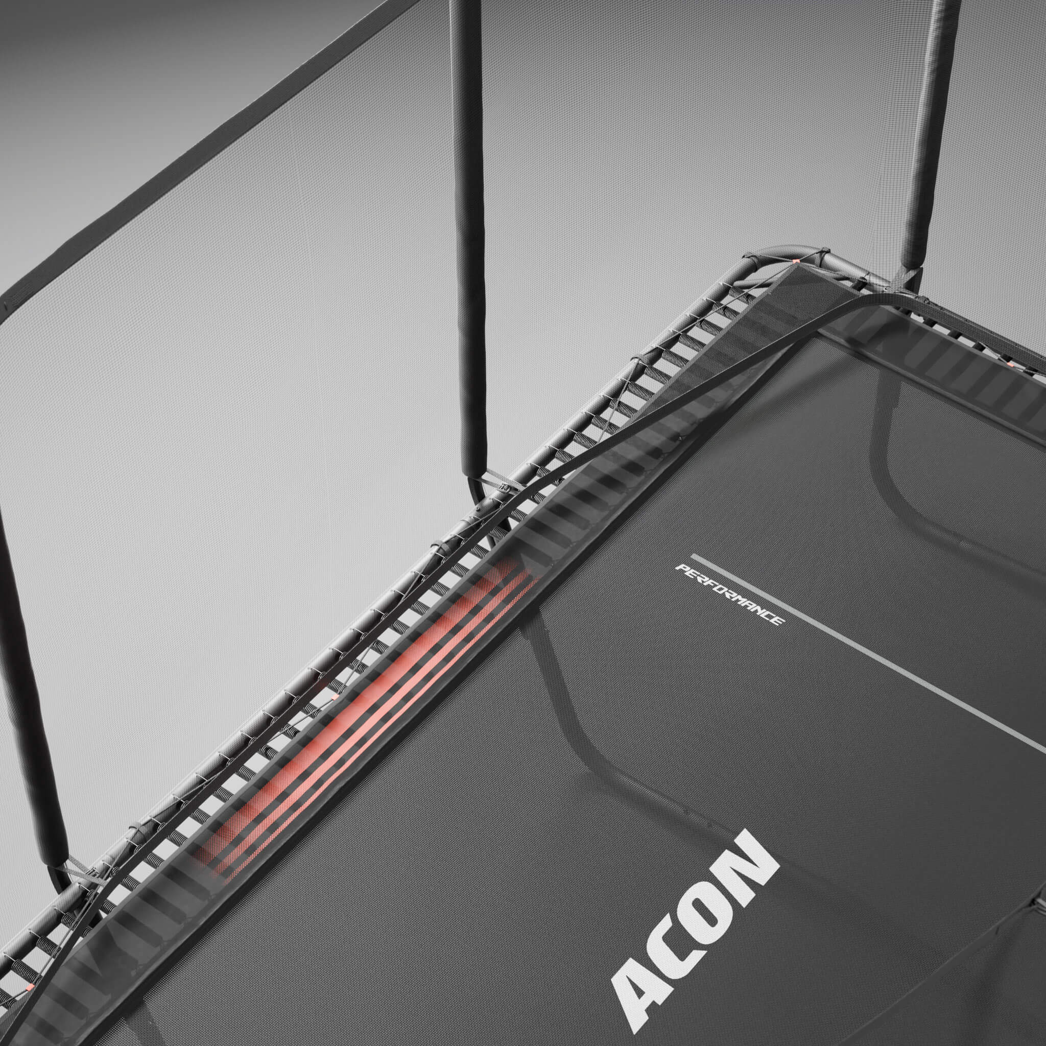 Detail of the Performance mat and springs of the Acon HD PRO trampoline.