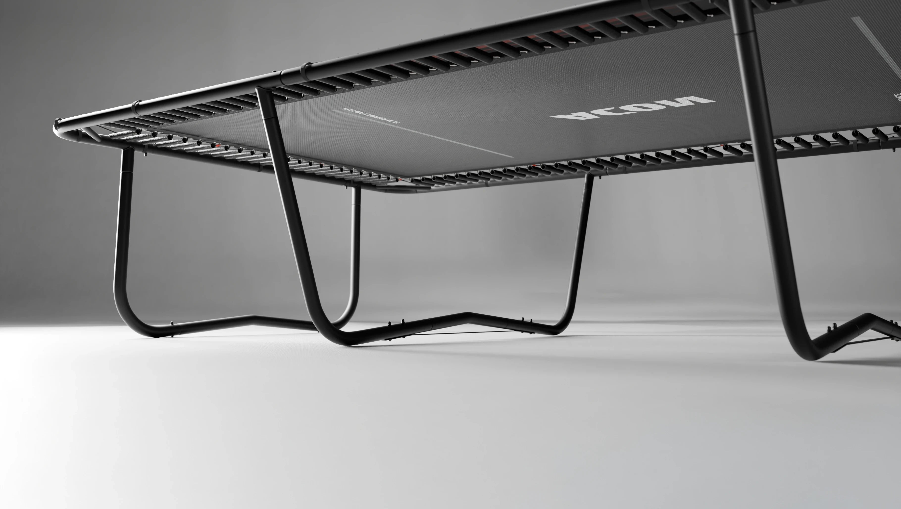 Acon 16 HD PRO trampoline springs mounted, seen from below.