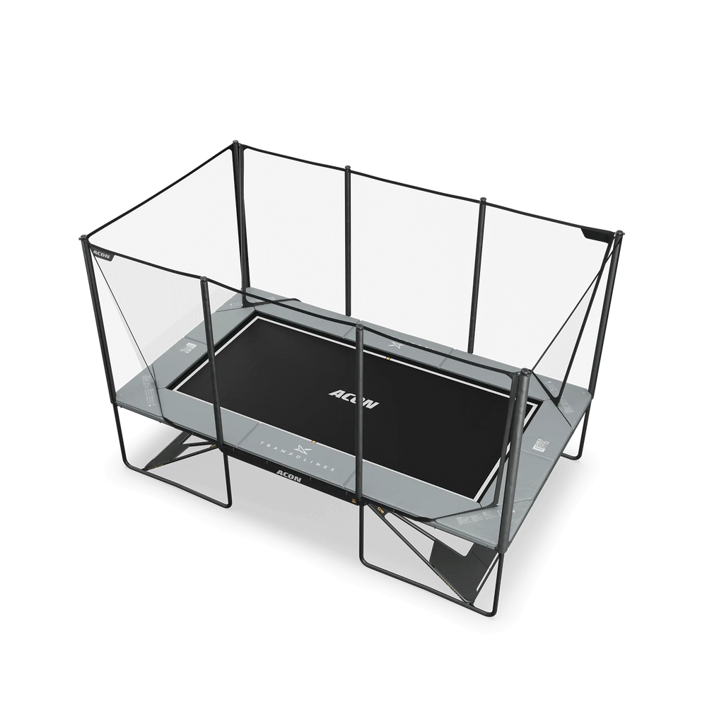 ACON X 17 Rectangular Trampoline with Net and Ladder, Light Grey.