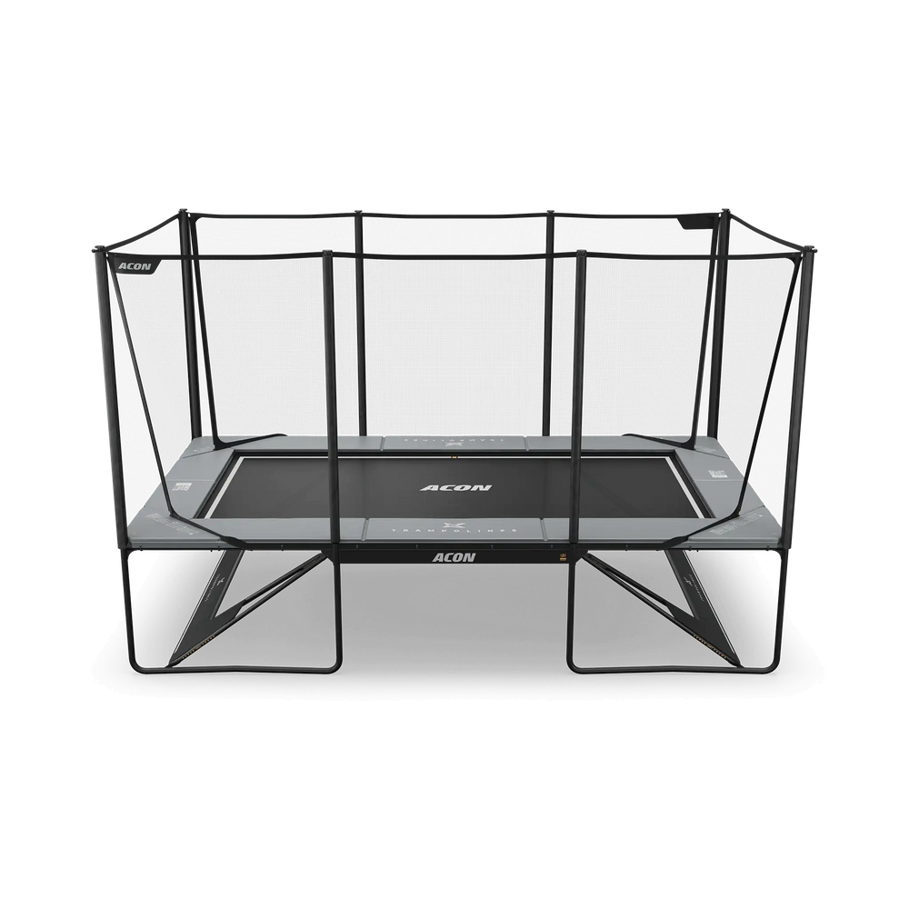 ACON X 17 Rectangular Trampoline with Net and Ladder, Light Grey.