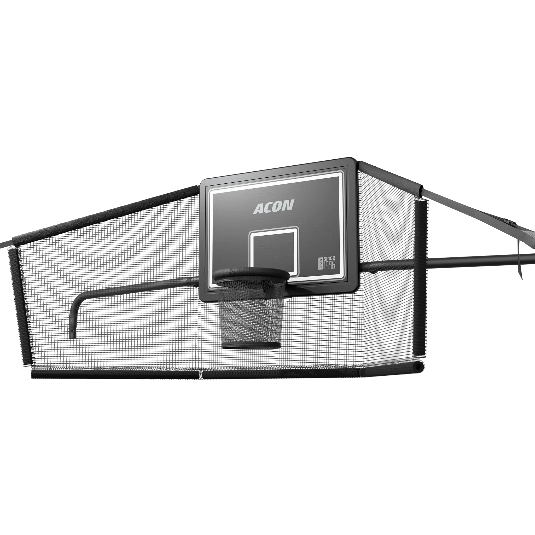 ACON X Basketball Hoop with Back Net for 17ft Rectangular Trampoline.
