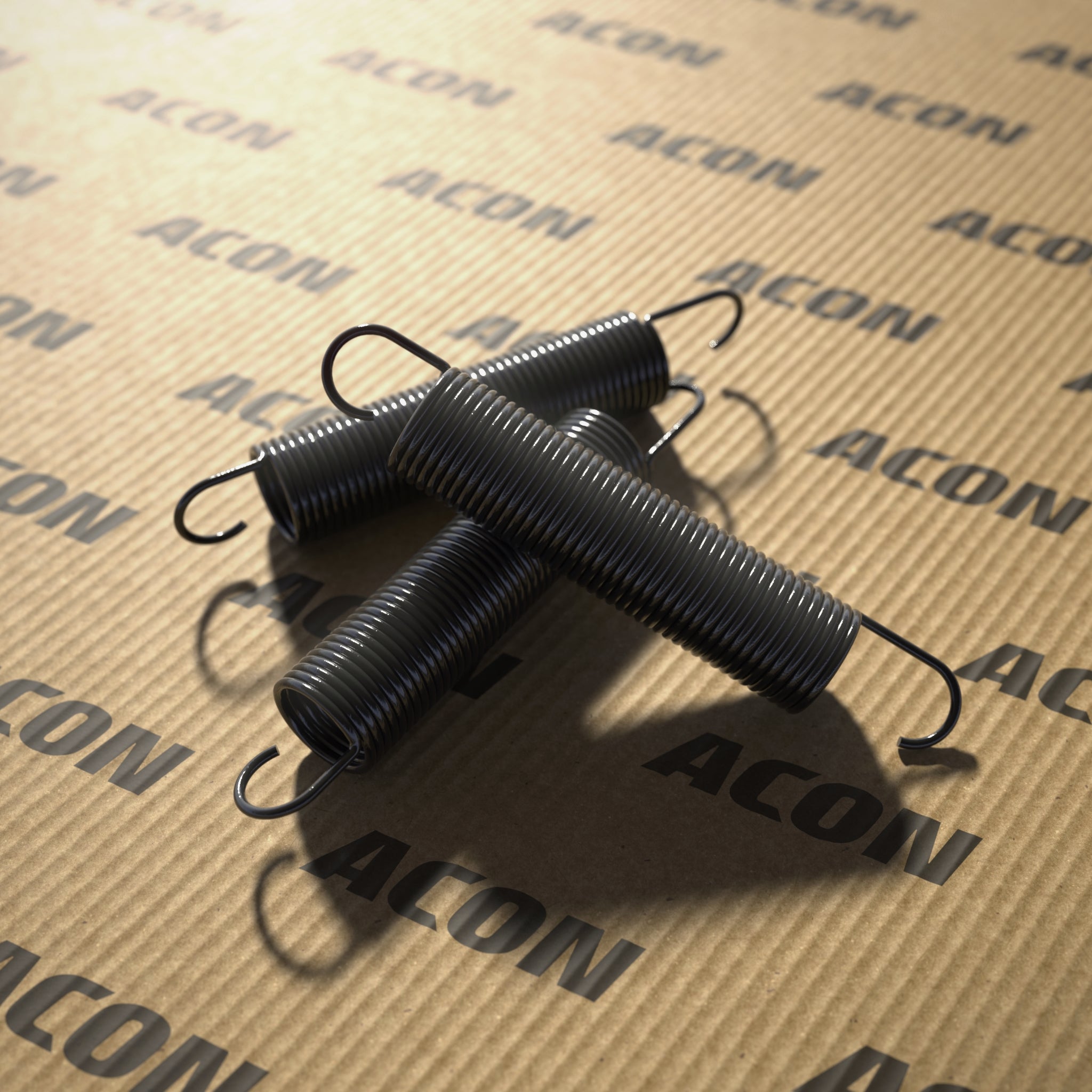 ACON Performance Springs against a cardboard