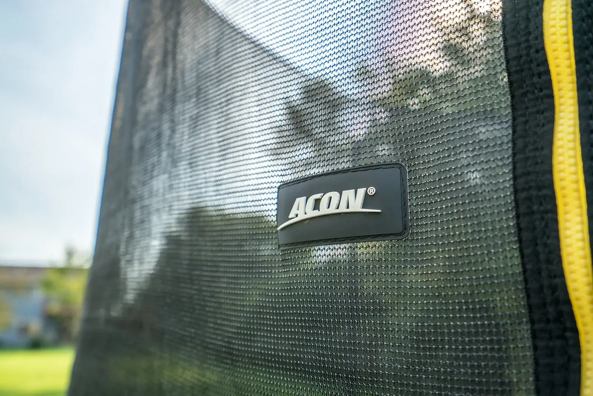 Close up picture of an Acon trampoline safety net. 