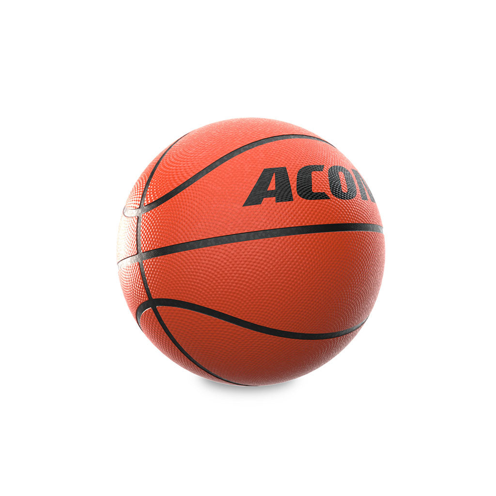 Product image of the orange, pro-style Acon Basketball for the Trampoline Hoop, shot against white background.