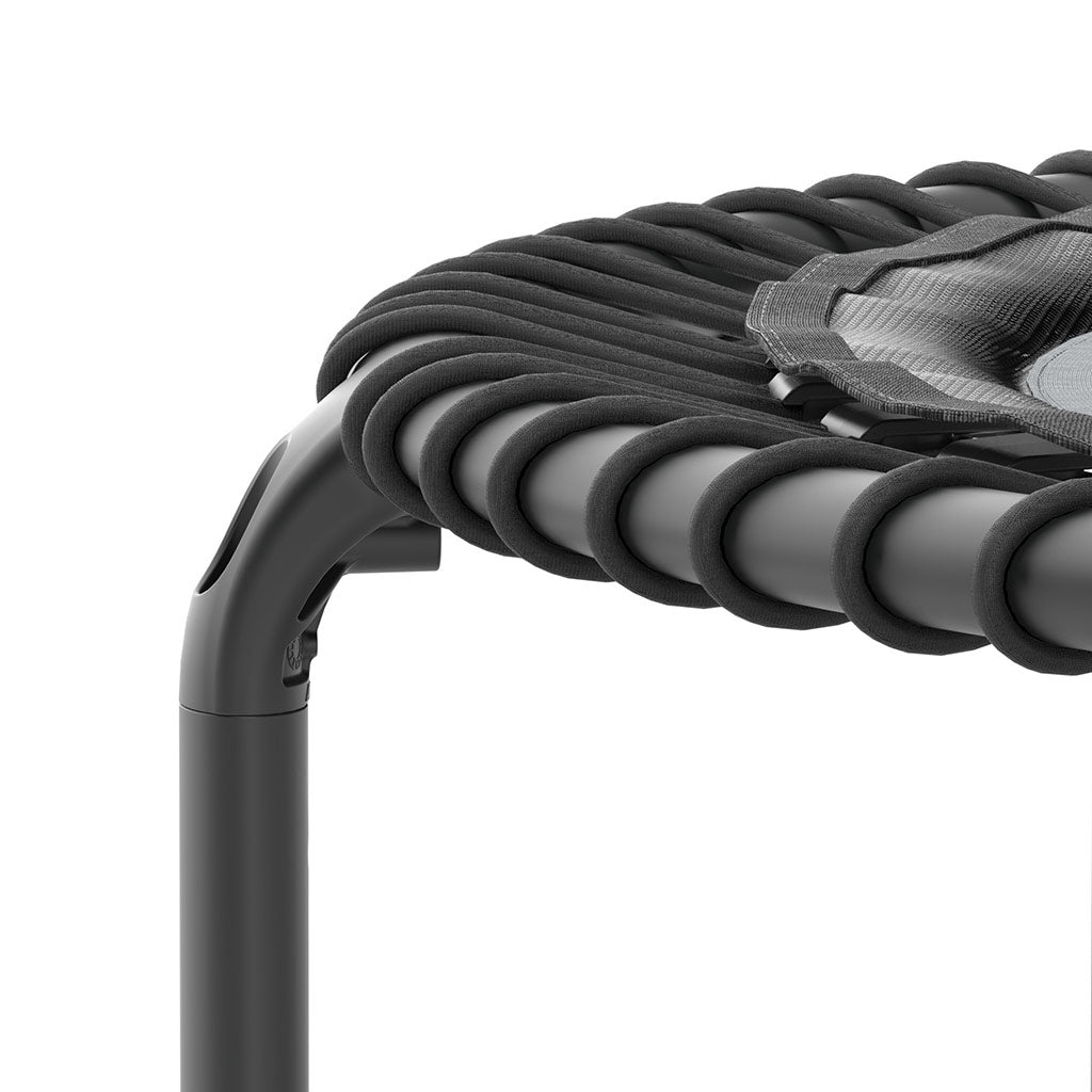 Close up of ACON FIT Trampoline Round, Black.