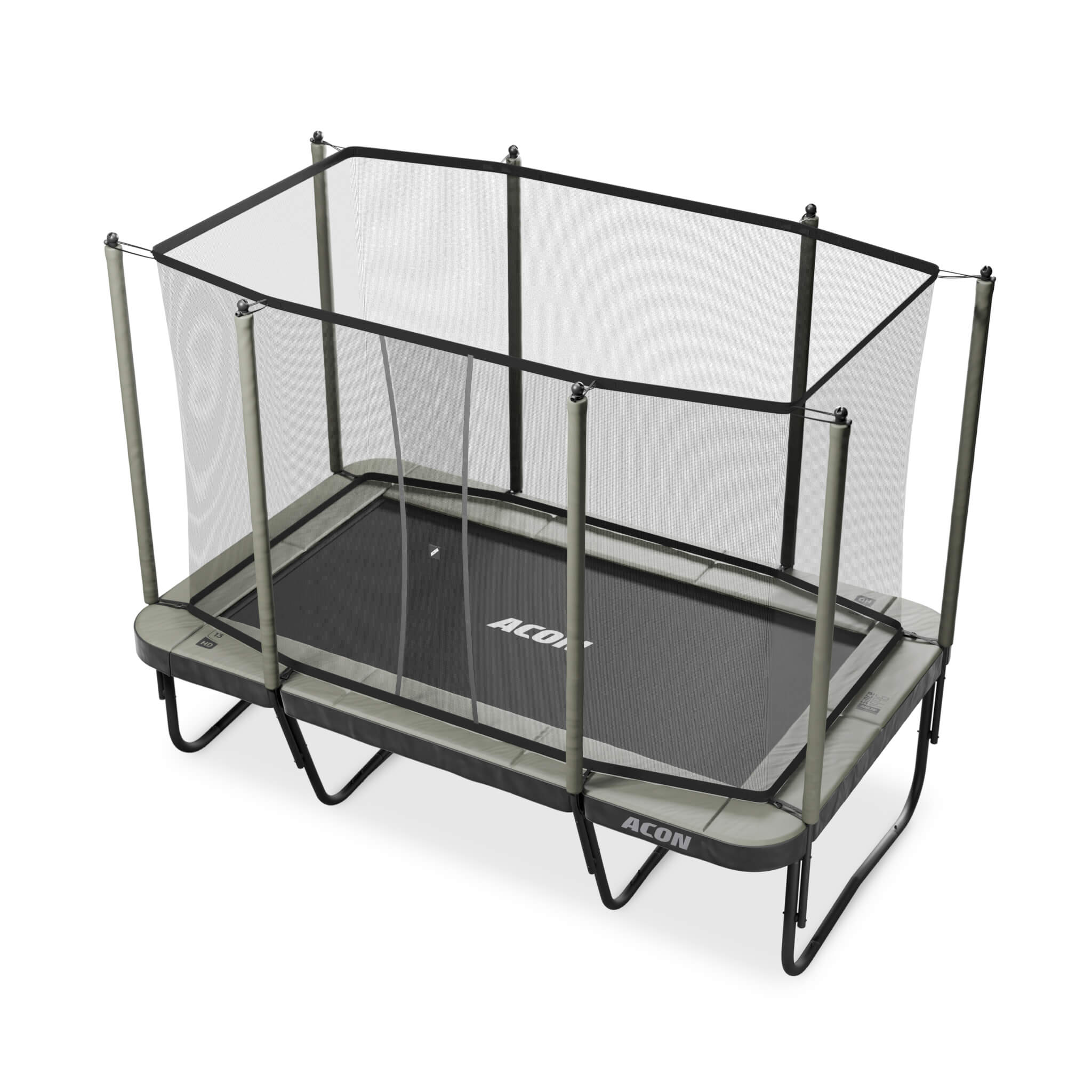 ACON 13 HD Trampoline with enclosure and ladder.