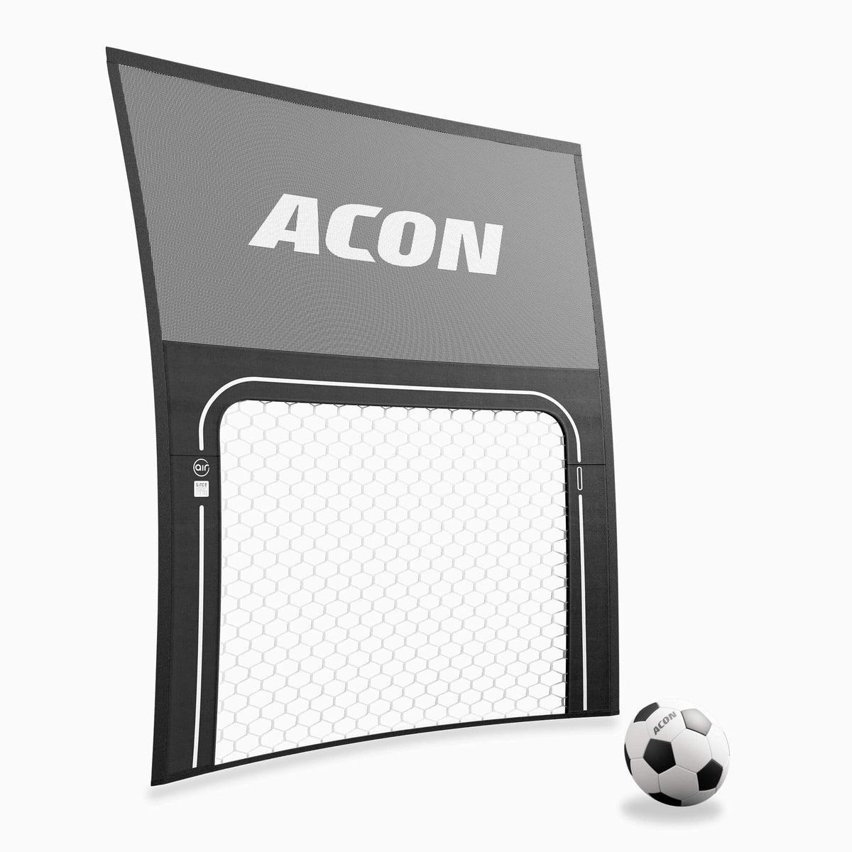 ACON Air Football Goal Panel with ball on white background.