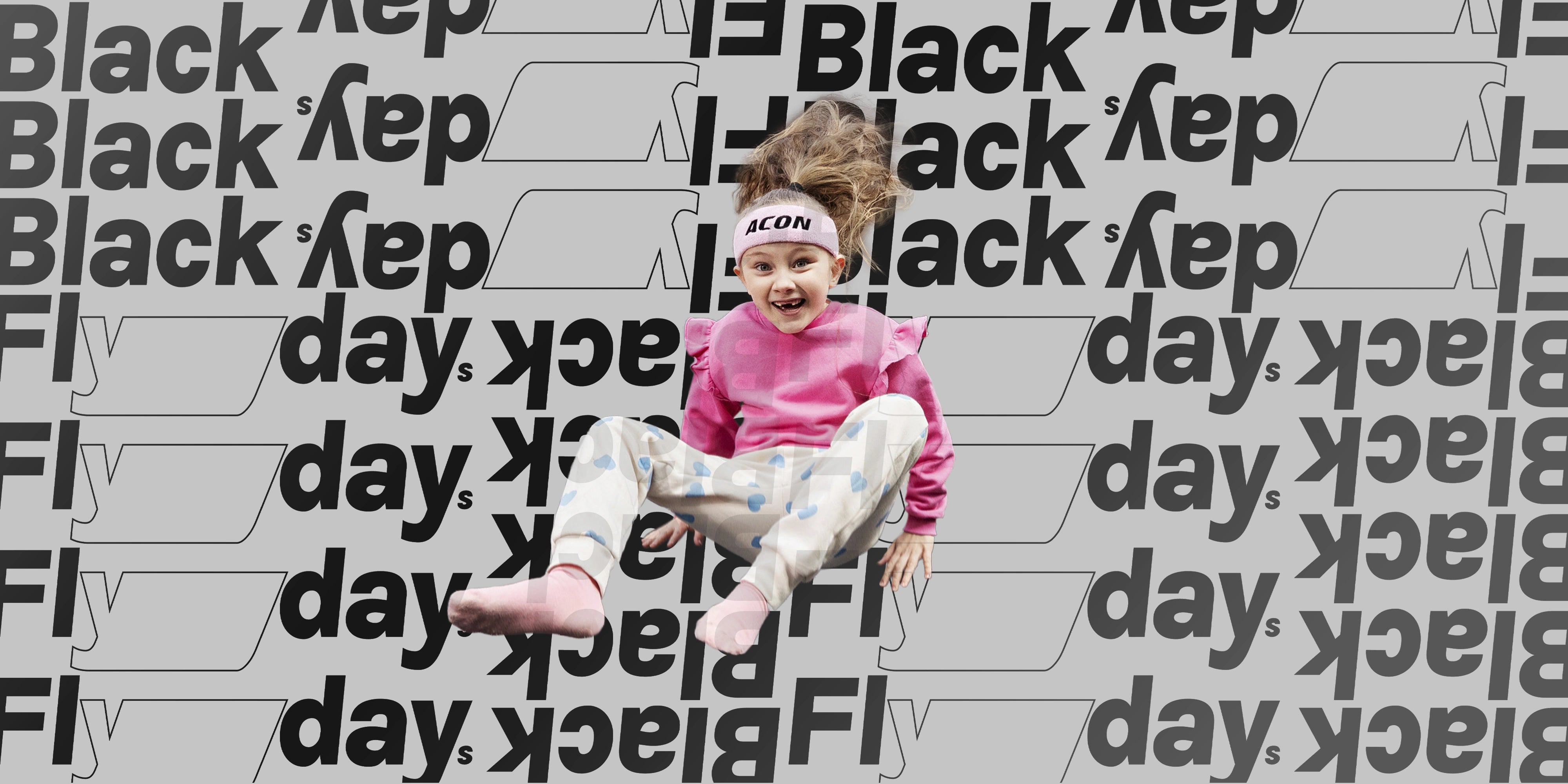 Black Friday sales on trampolines - Acon Black Flydays campaign image.