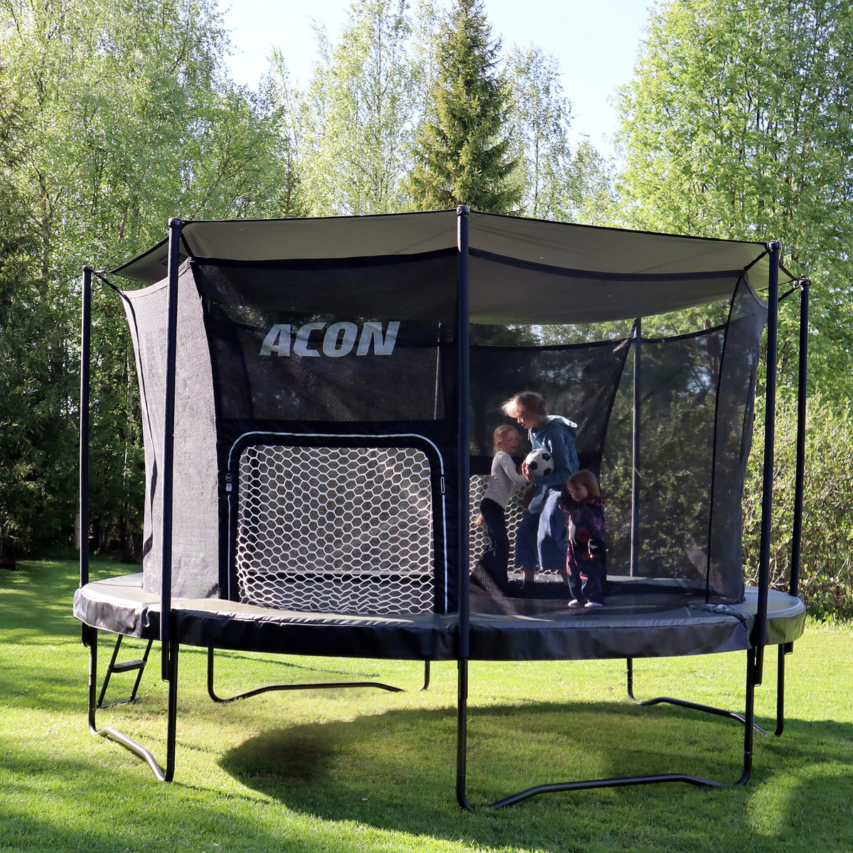 Acon Air Shade on Acon Air trampoline black side up.