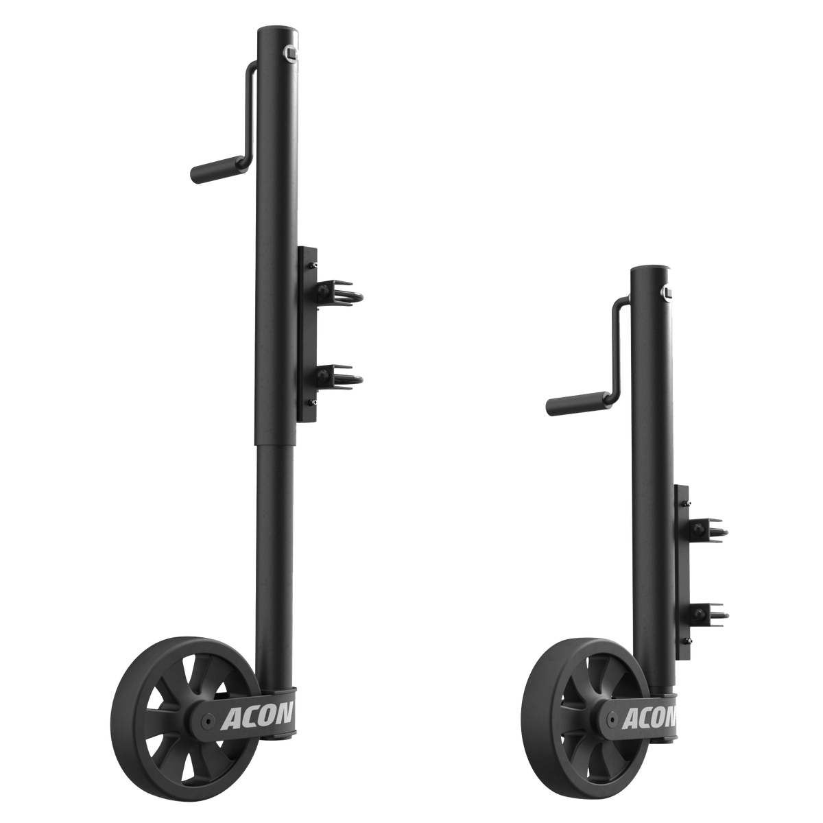 Acon trampoline wheels' height adjustment.