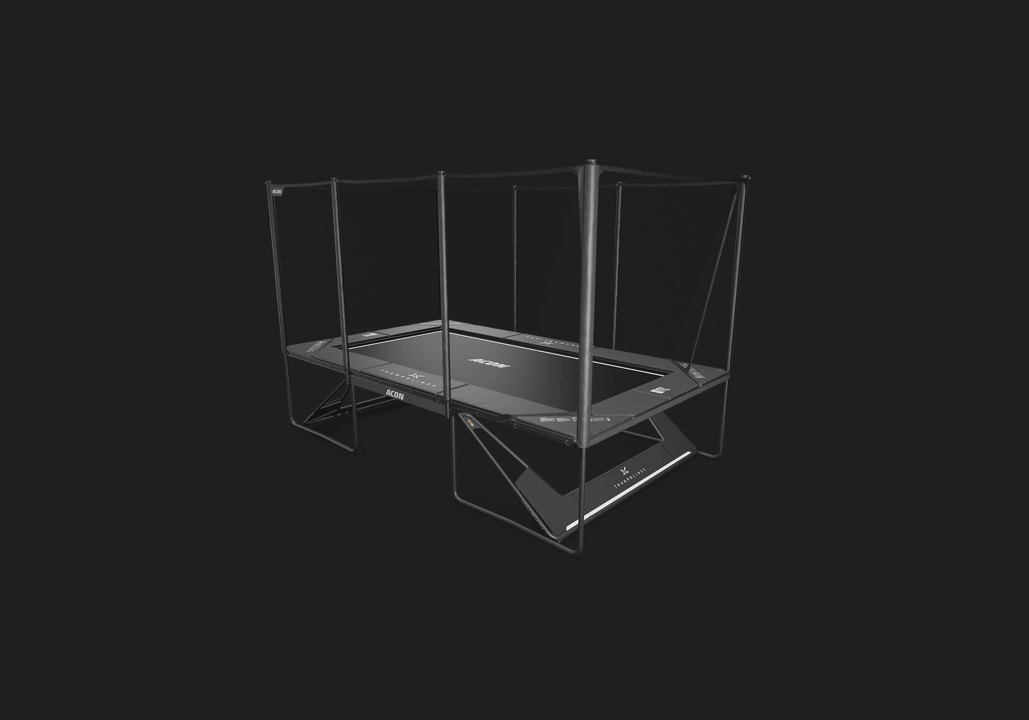 Animated image of Acon X Trampoline and the Soccer Goal, Hoop, Shade, Triangle Block and Freestyle Mat.