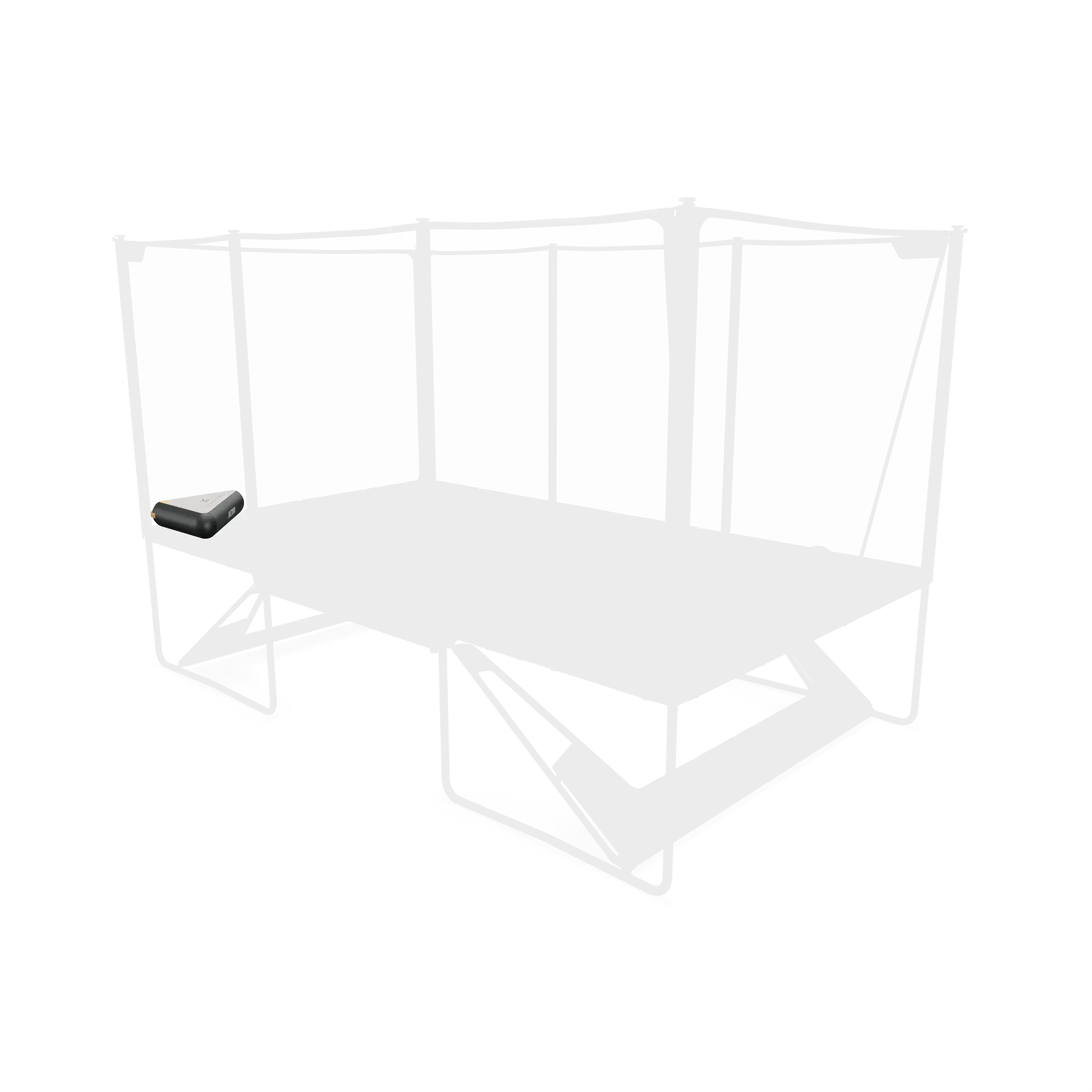 Screenshot of Acon X Inflatable Triangle Block set on the corner of a faded trampoline.