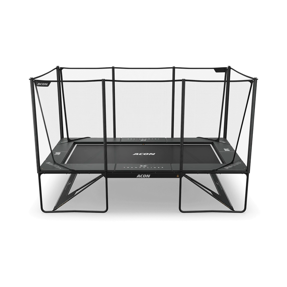ACON X 17 Rectangular Trampoline with Net and Ladder, Black.