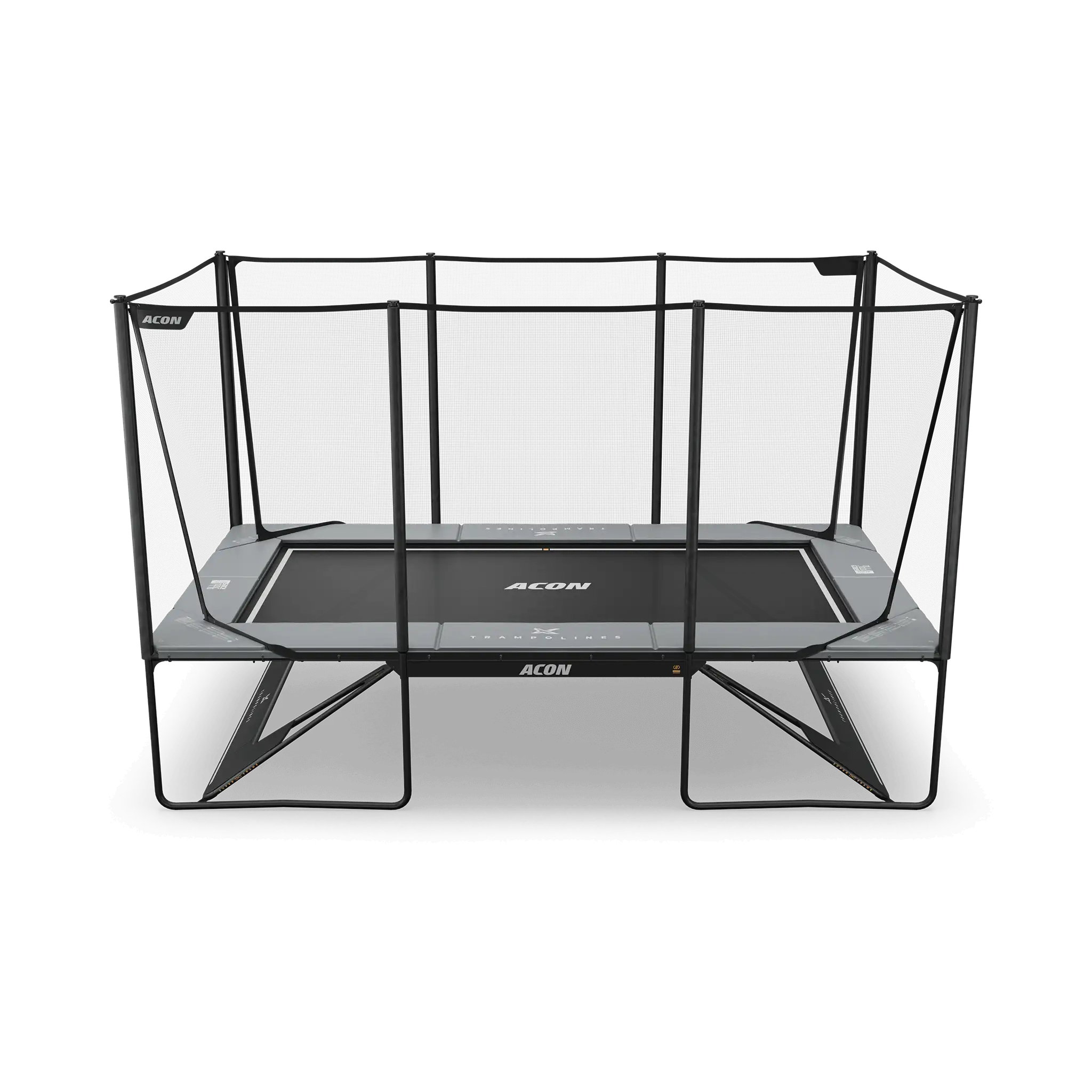 ACON X 17 Rectangular Trampoline with Net and Ladder, Light Grey.