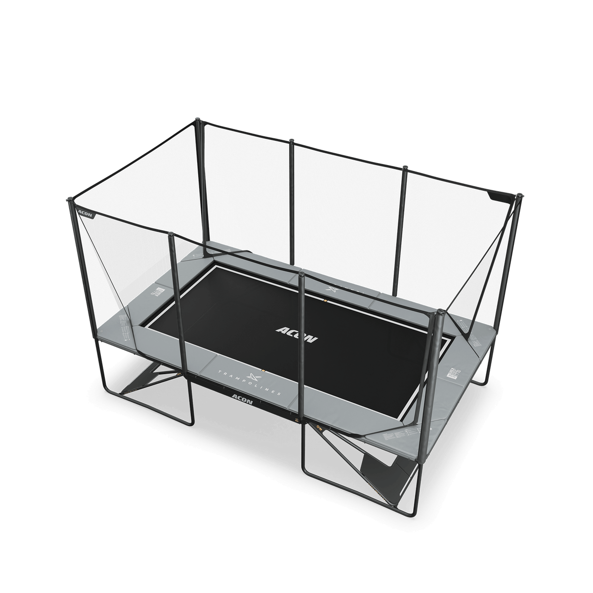 ACON X 17ft Rectangular Trampoline with Net and Ladder, Light Grey.