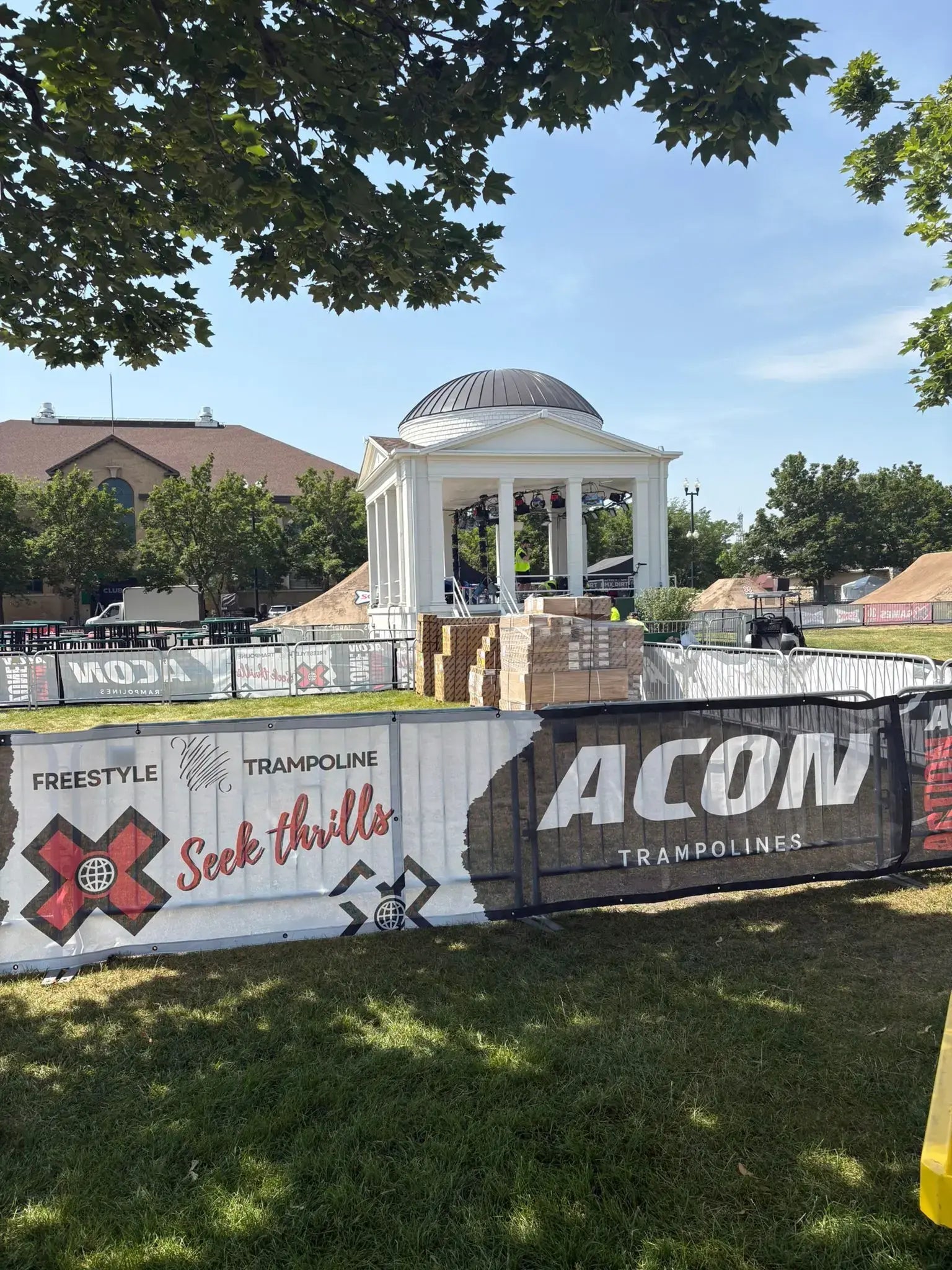 ACON trampoline setup at X Games event area.