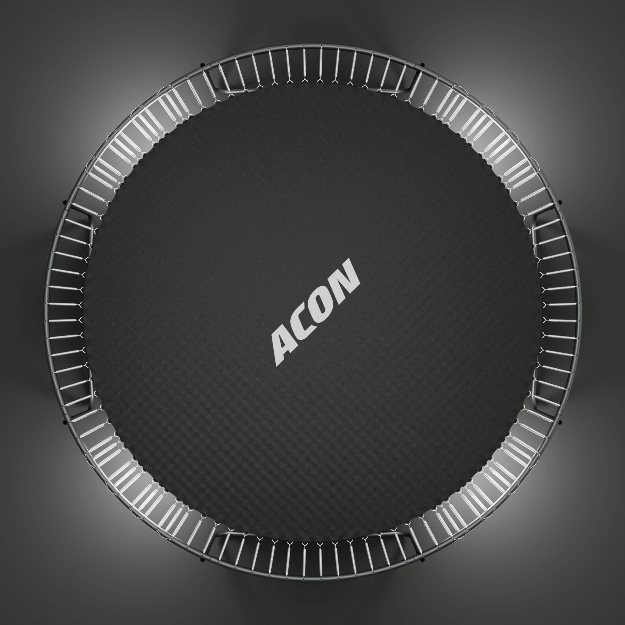 Top view of Acon trampoline with added springs for enhanced stability and support. Increase weight capacity and control.