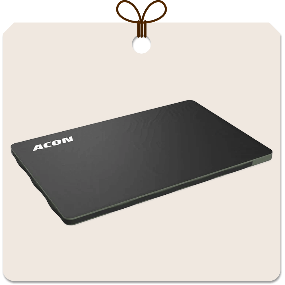 Gift package card with an image of Acon crash mat.