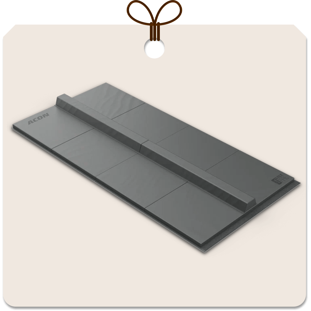 Gift package card with an image of black Acon Gymnastics Set.