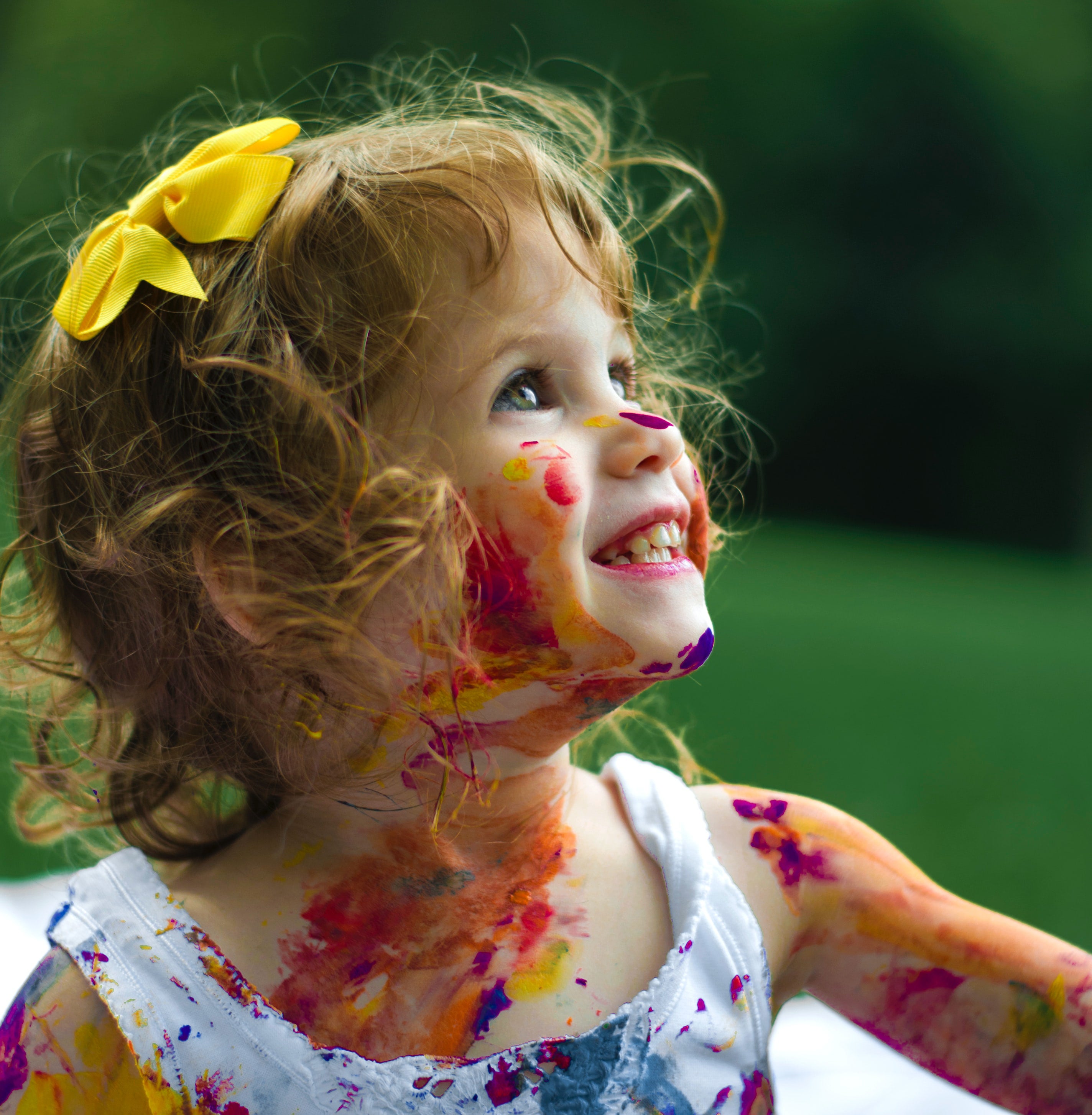A happy, face-painted child.