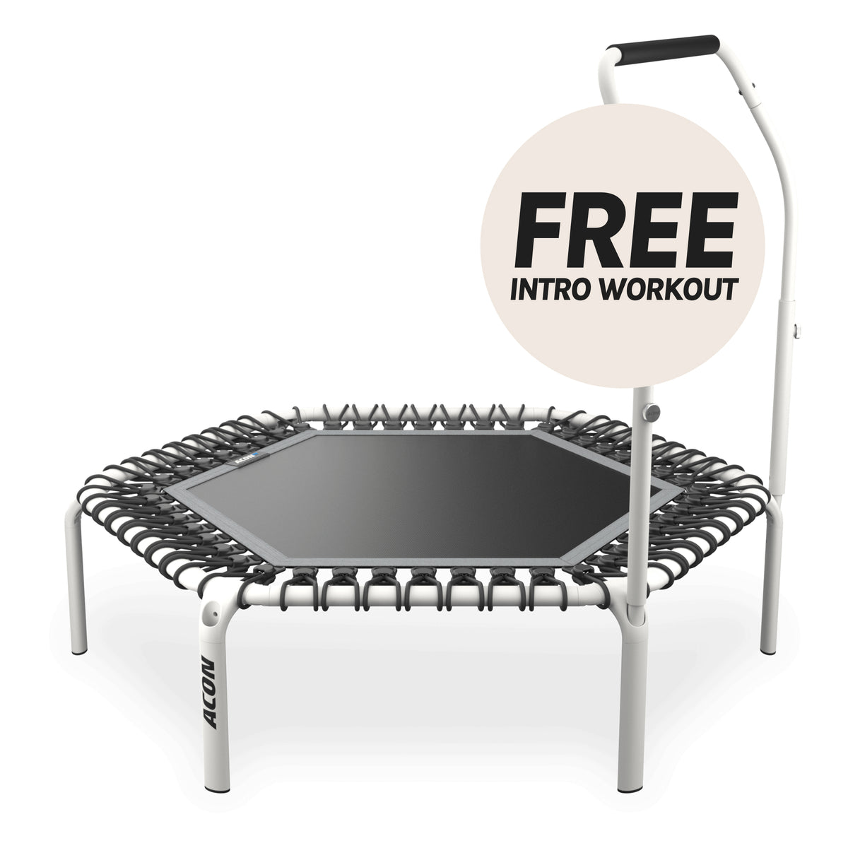 ACON Fit 1,14 m Hexagon Rebounder with Active Handlebar, white.