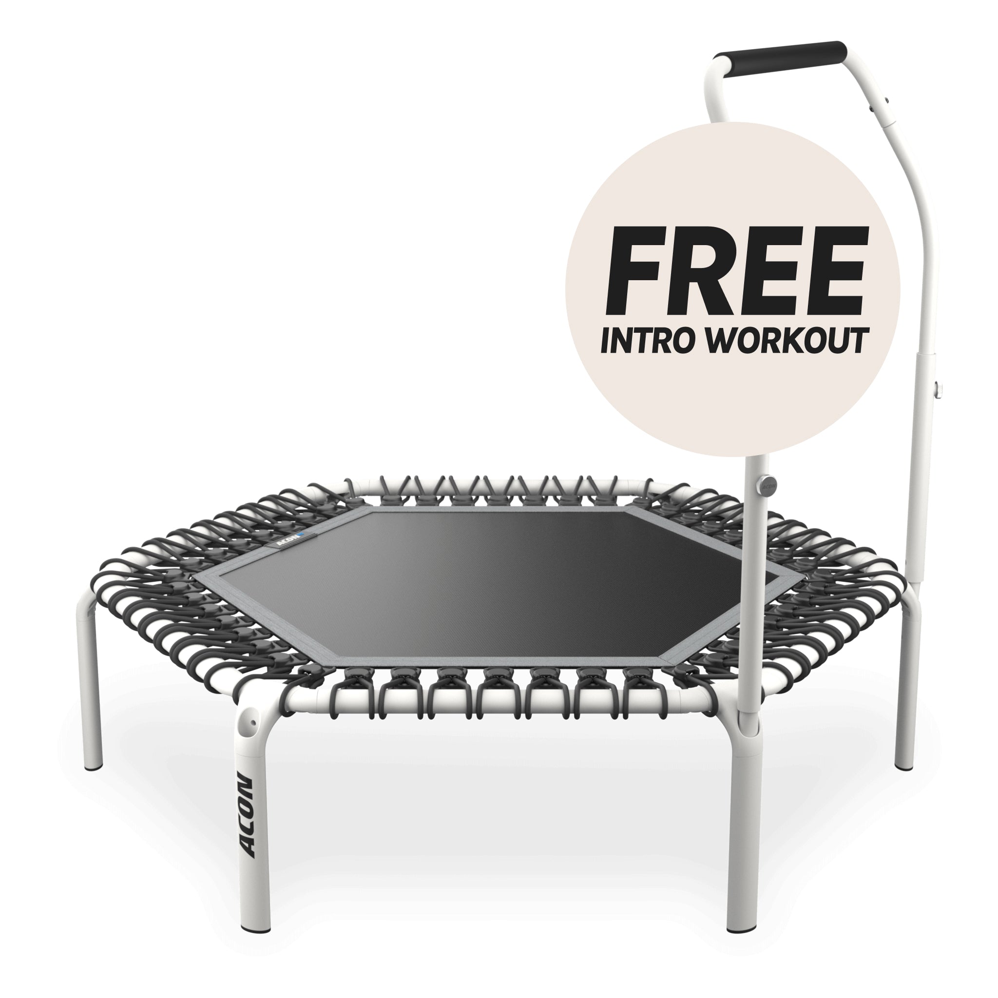 ACON Fit 1,14 m Hexagon Rebounder with Active Handlebar, white.