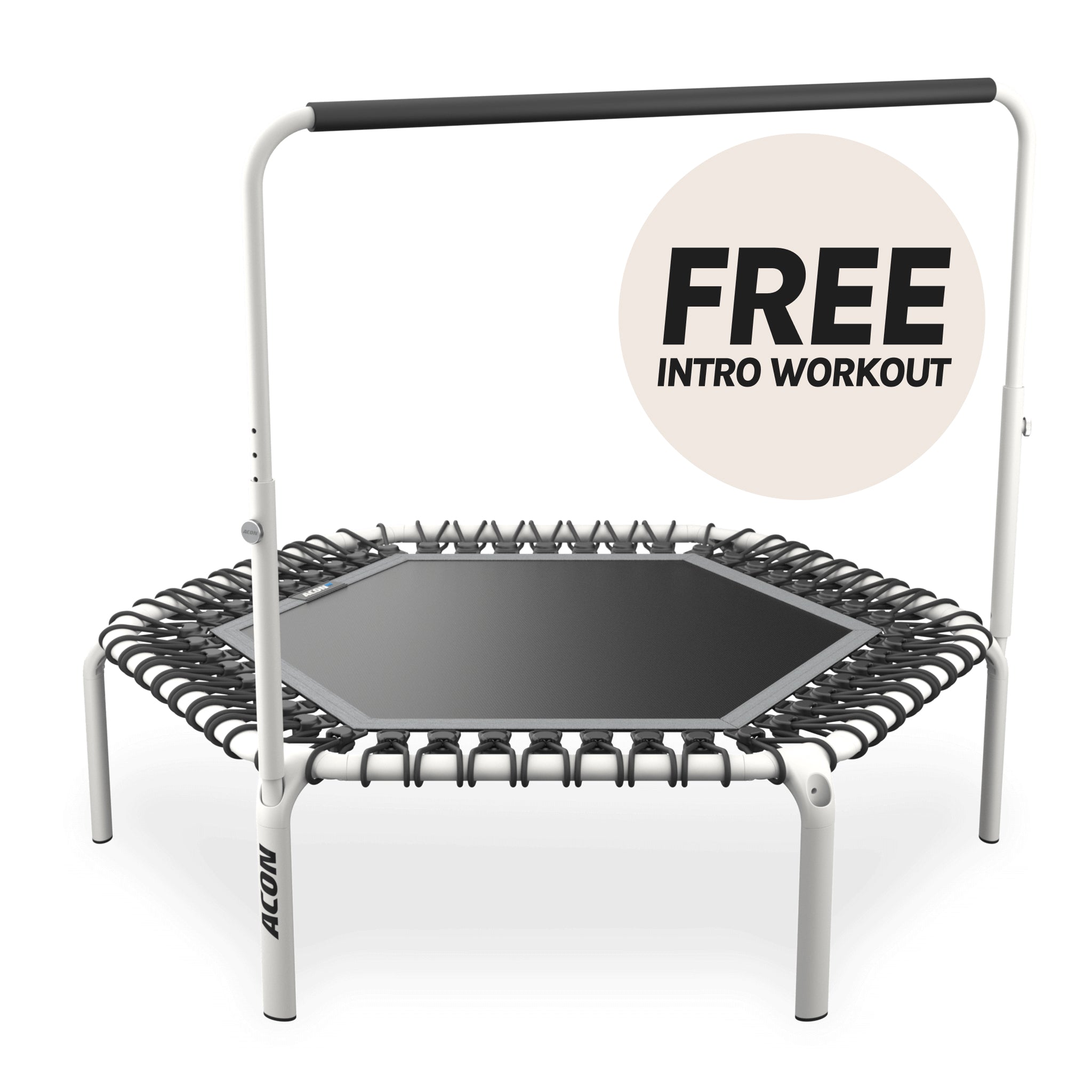 ACON Fit 1,14 m Hexagon Rebounder with Balance Handlebar, white.