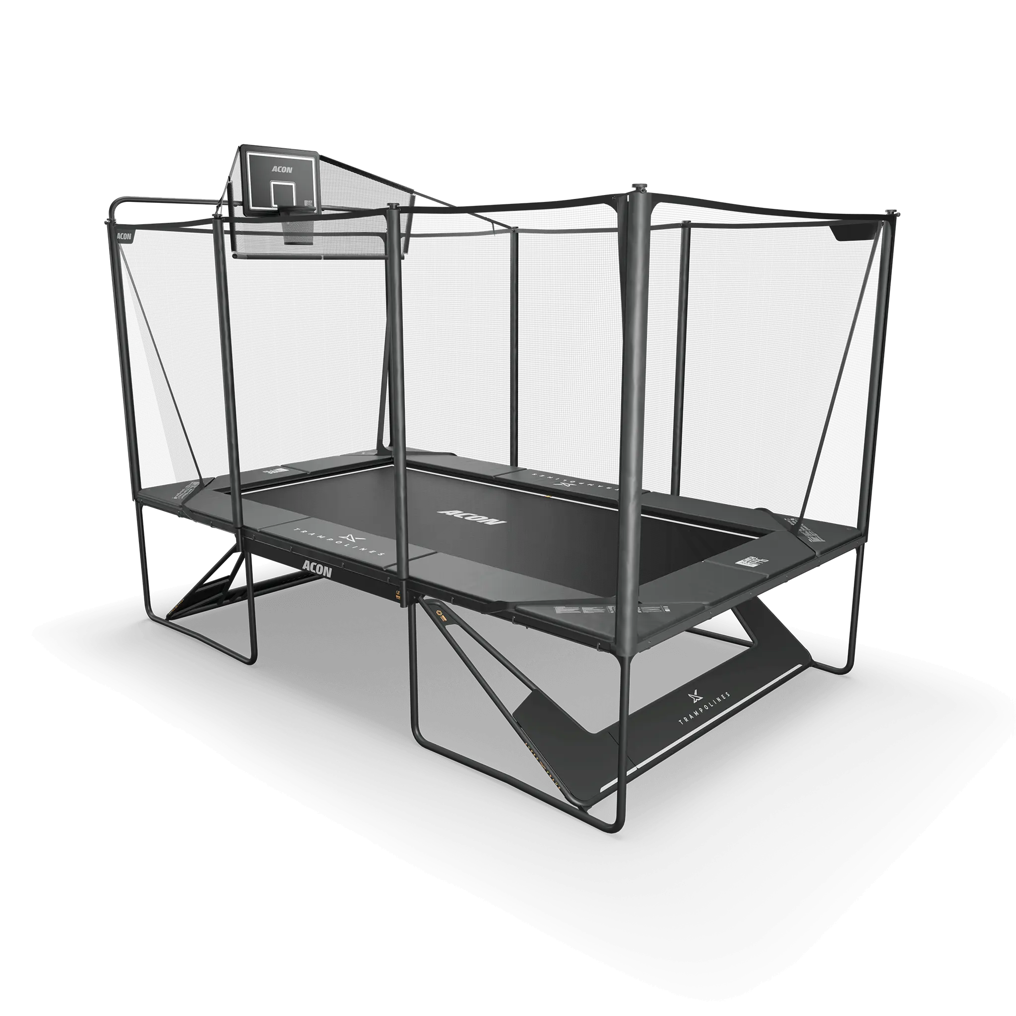Acon X Trampoline Hoop and Back Net assembled on the trampoline.