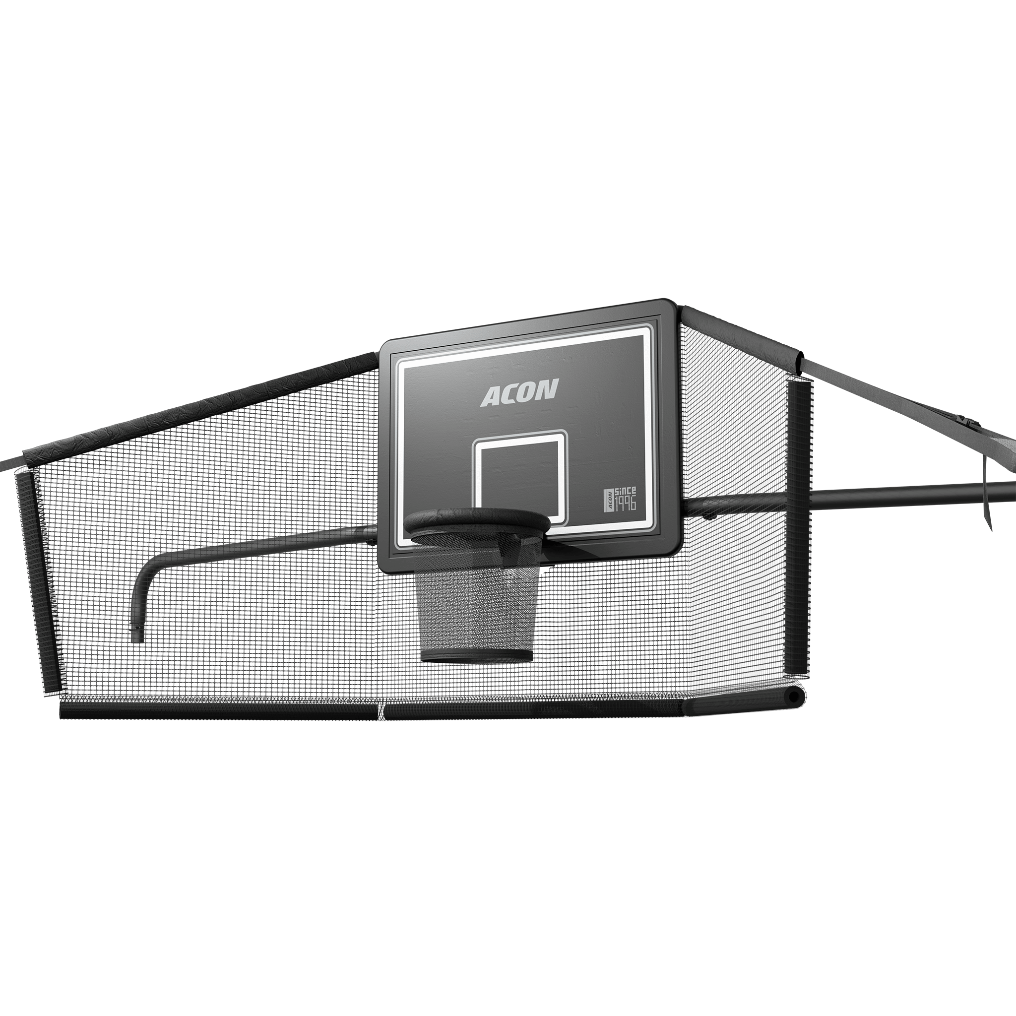 ACON X Basketball Hoop with Back Net for 17ft Rectangular Trampoline.