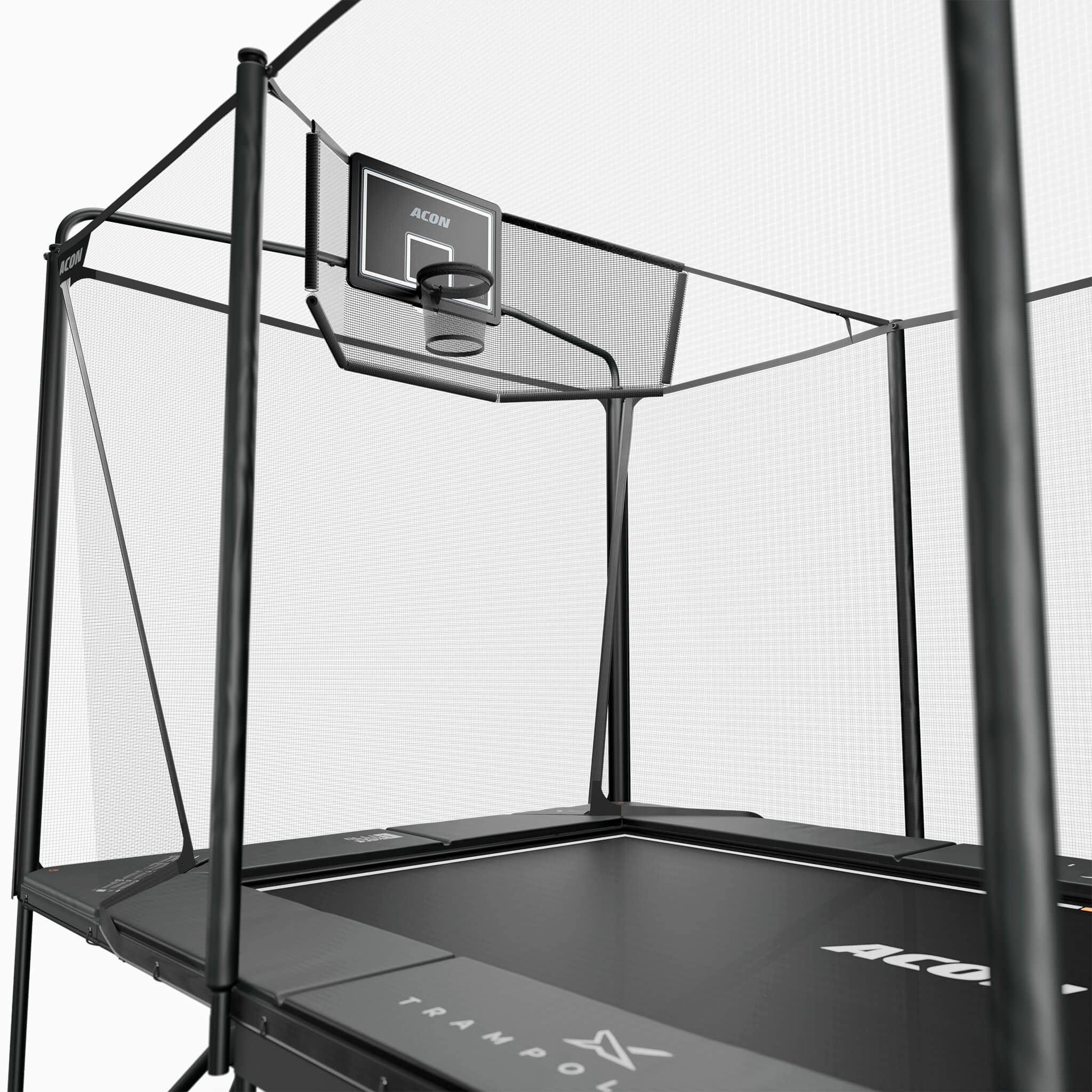 ACON X Basketball Hoop mounted on Acon X 17ft Trampoline.