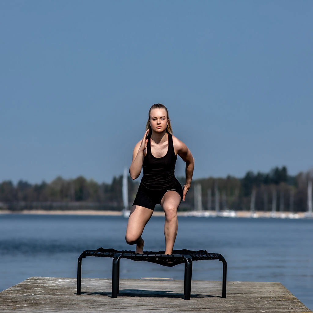 Outdoor training on the ACON FIT trampoline.