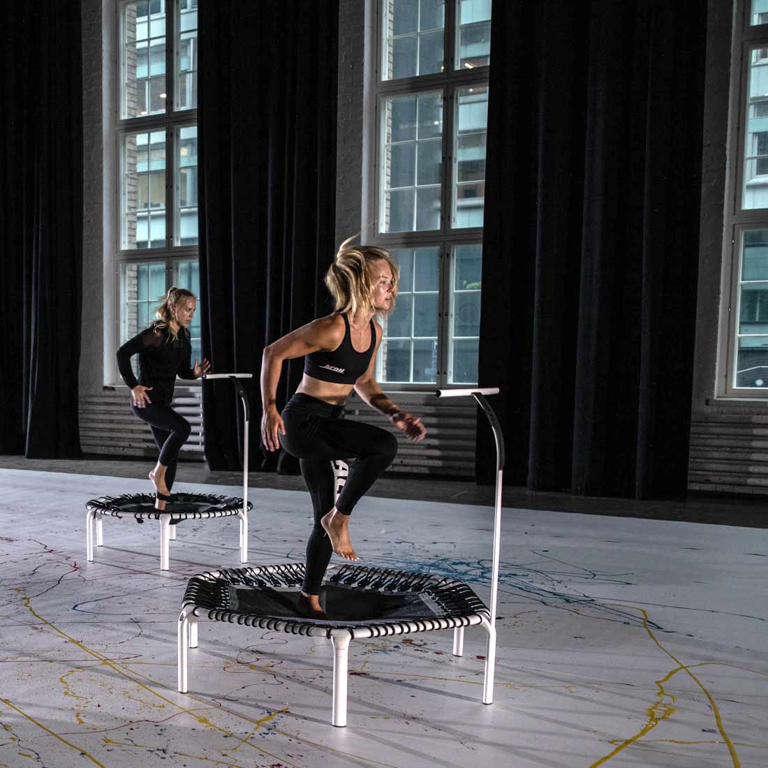 Training with hexagonal fit trampoline.